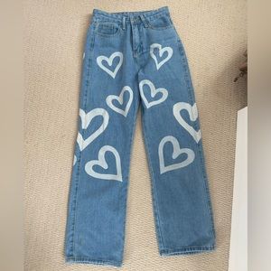 Heart Pattern Jeans